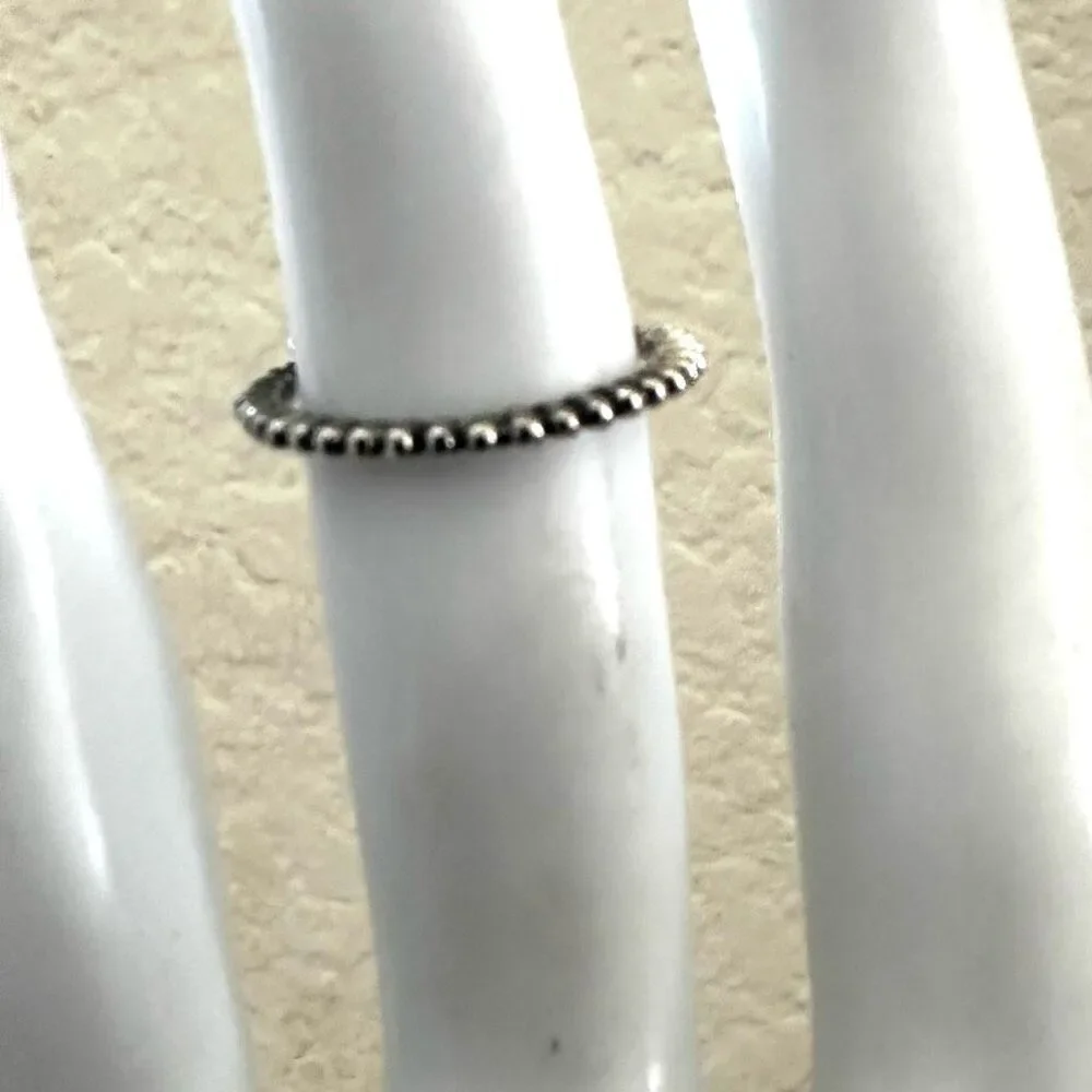 Silver-Tone  Beaded Crown Ring
